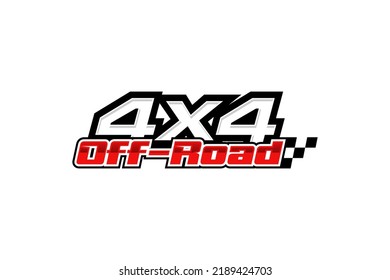 4x4 off road logo design with checkered flag vector icon illustration car workshop rally race vehicle