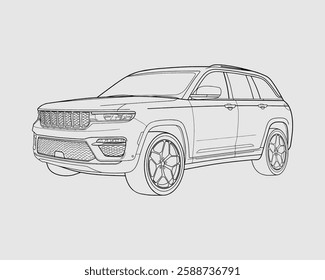  4x4 off-road car line artvector llustration design. Illustration of 4x4 off-road car and line art of 4x4 off-road car.