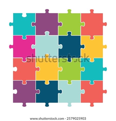 4x4 square puzzle game piece isolated design element, vector illustration graphic