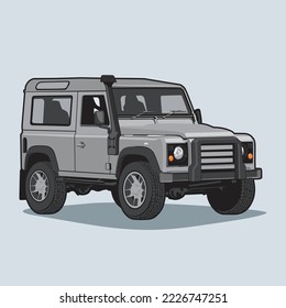Ilustración de un vehículo de suv gris en estilo vectorial