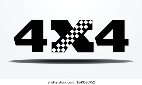 4x4 SUV vector emblem logo illustration with black and white finish flag.