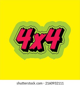 4x4 text design vector illustration on yellow background