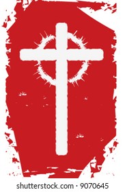 4x6 vector Christian cross with thorns