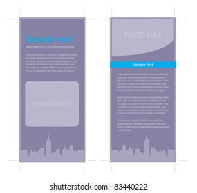 4x9 Two Sided Rack Card with Crop Marks, Cityscape Theme, vector, easy to edit text