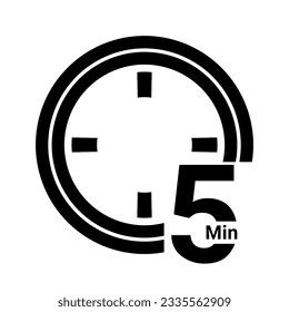 5 10 15 20 25 30 35 40 45 50 60 70 80 90 minutes icon. Symbol for product labels. Different uses such as cooking time, cosmetic or chemical application time, waiting time.