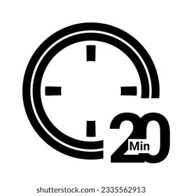 5 10 15 20 25 30 35 40 45 50 60 70 80 90 minutes icon. Symbol for product labels. Different uses such as cooking time, cosmetic or chemical application time, waiting time.