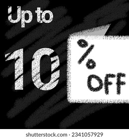 Up to 5 10 15 20 25 30 35 40 45 50 60 70 80 90 percent off with blackboard and simple chalk-style 