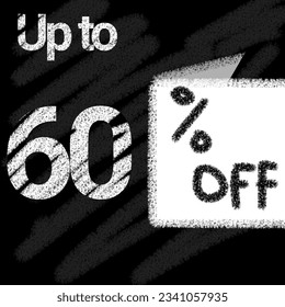 Up to 5 10 15 20 25 30 35 40 45 50 60 70 80 90 percent off with blackboard and simple chalk-style 