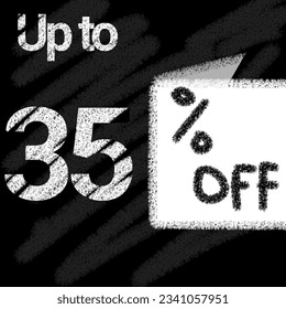 Up to 5 10 15 20 25 30 35 40 45 50 60 70 80 90 percent off with blackboard and simple chalk-style 