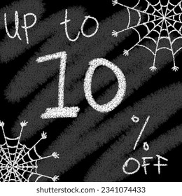 Up to 5 10 15 20 25 30 35 40 45 50 60 70 80 90 percent off chalk-style and blackboard with halloween spider web 