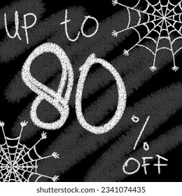 Up to 5 10 15 20 25 30 35 40 45 50 60 70 80 90 percent off chalk-style and blackboard with halloween spider web 