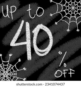 Up to 5 10 15 20 25 30 35 40 45 50 60 70 80 90 percent off chalk-style and blackboard with halloween spider web 