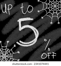 Jusqu'à 5 10 15 20 25 30 35 40 45 50 60 70 80 90 % de réduction sur le style de la craie et le tableau noir avec la toile d'araignée à halloween 