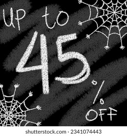 Jusqu'à 5 10 15 20 25 30 35 40 45 50 60 70 80 90 % de réduction sur le style de la craie et le tableau noir avec la toile d'araignée à halloween 