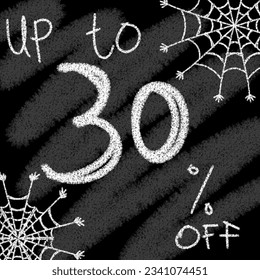 Up to 5 10 15 20 25 30 35 40 45 50 60 70 80 90 percent off chalk-style and blackboard with halloween spider web 