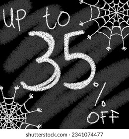 Jusqu'à 5 10 15 20 25 30 35 40 45 50 60 70 80 90 % de réduction sur le style de la craie et le tableau noir avec la toile d'araignée à halloween 