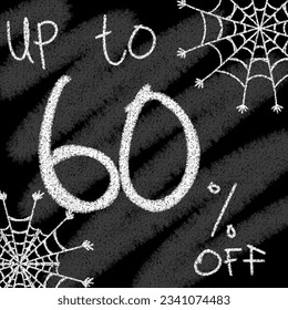 Jusqu'à 5 10 15 20 25 30 35 40 45 50 60 70 80 90 % de réduction sur le style de la craie et le tableau noir avec la toile d'araignée à halloween 