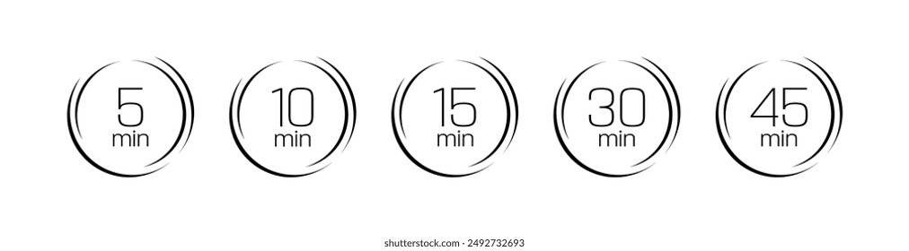 5 10 15 30 45 Minuten Timer-Informationszeichen