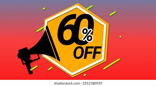 5 a 100% de juegos de descuento, ofertas especiales, grandes ofertas, perfecto para, volantes, banners, anuncios, pegatinas, iconos de oferta, etc con icono de megáfono