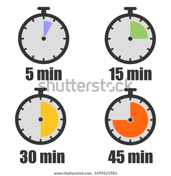 5 15 30 45 Minutes Analog Stock Vector Royalty Free