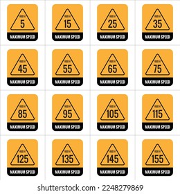5 up to 155 Kmh Isolated Road Maximum Speed limit sign icon on white background vector illustration.