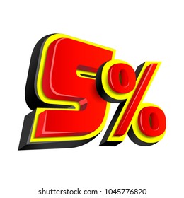 
5% 3d red text vector