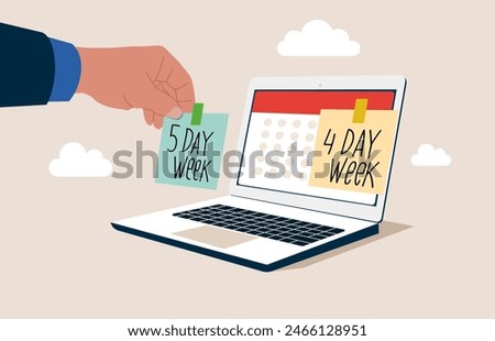 5 or 4 Day Work Week. Make company 5 day work week. Flat vector illustration.