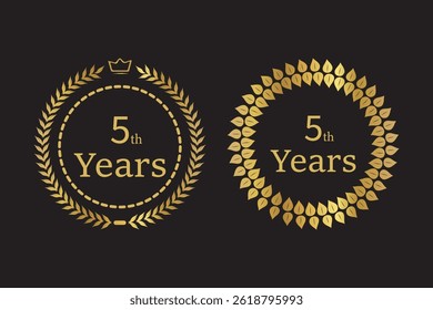5, 5th Years Anniversary Logo, Vector Template Design element for birthday, invitation, wedding, jubilee and greeting card illustration. EPS10