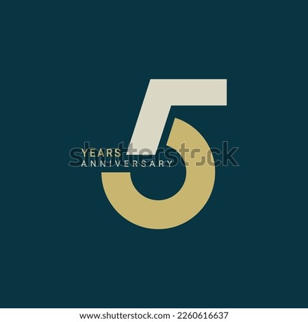 5, 5th Years Anniversary Logo, Vector Template Design element for birthday, invitation, wedding, jubilee and greeting card illustration.