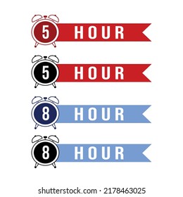 5 and 8 hour time sign vector