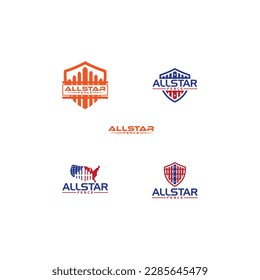 5 Allstar word combine logo design and new logo