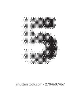 5 alfabeto efeito de meio-tom pontilhado ícone de logotipo ilustração vetorial eps