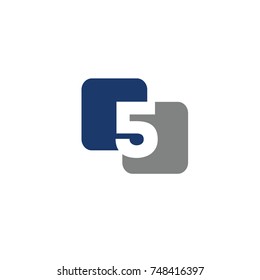 5 alphabet and number linked logo flat vector logo template
