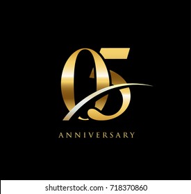 5 Anniversary Elegance Gold Logo Linked Stock Vector (Royalty Free ...