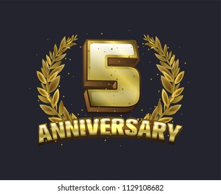 5 anniversary gold emblem logo