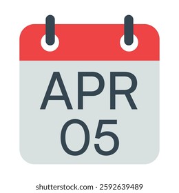 5 April Calendar Icon, Isolated Vector Calendar Icon.