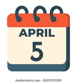 5 april calendar vector on white background
Vector calendar with date