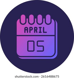 5 April Glyph Circle Gradient Icon