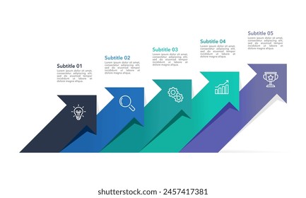 5 arrows infographic design template. Business growth presentation. Vector illustration.