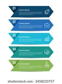 5 arrows infographic vertical design template. Workflow business. Vector illustration.
