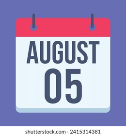 5 August Calendar. Blue Background. Vector Calendar.
