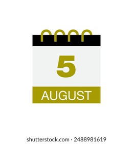 5. August Kalenderdatum Symbol Vektorgrafik EPS