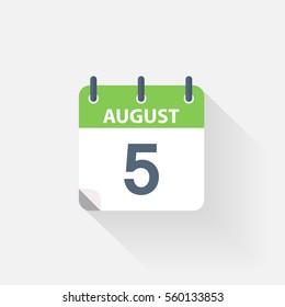 5 august calendar icon on grey background