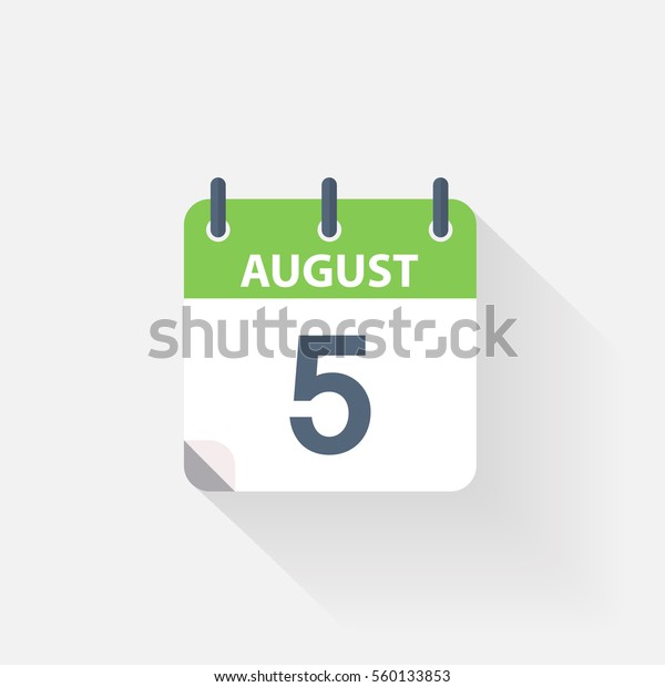 5 August Calendar Icon On Grey Stock Vector (Royalty Free) 560133853