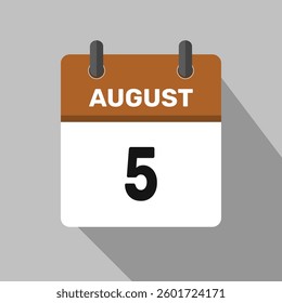 5 august calendar icon vector month date illustration design