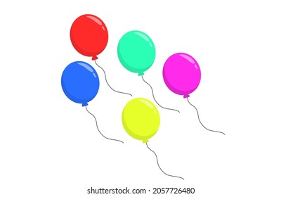 5 baloon Vector Cute Illustration Birthday Party Flying Baloon Carnival Celebrate