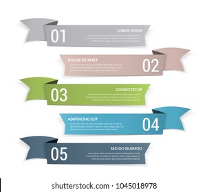 5 Banners with numbers and place for your text, vector eps10 illustration