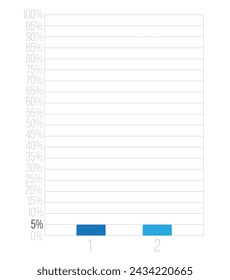 5% bars graph. Vetor finance, percentage and business concept. Column design with two sections blue