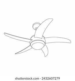 5 blade Ceiling Fan with light  remote control vector illustration eps