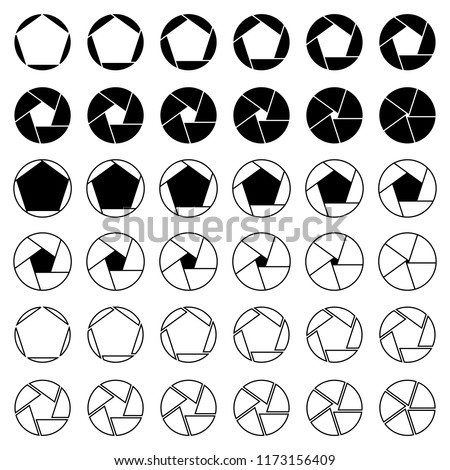 5 Blades Camera Aperture Shutter Icons